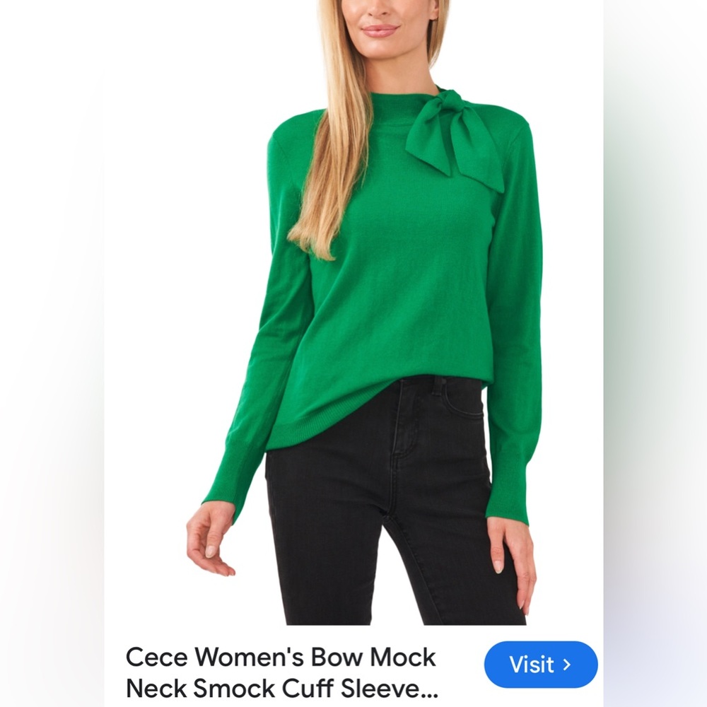 CeCe bow mock neck sweater Never worn!